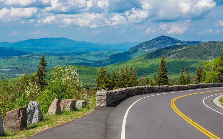 A winding road in the mountains of New York