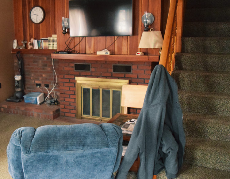 Comfy chair and fireplace