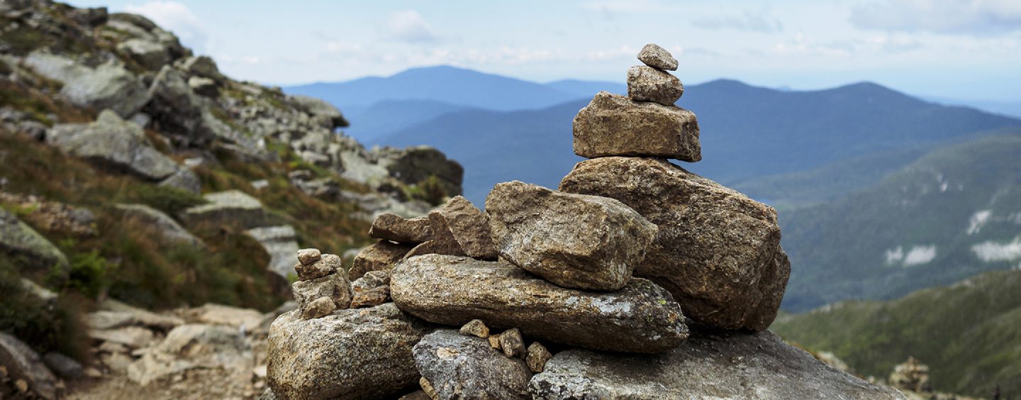 Sculpted rock tower at the top of a mountain