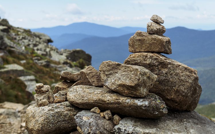 Sculpted rock tower at the top of a mountain