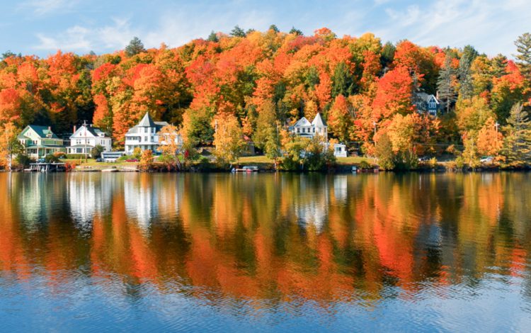 Northcountry community overlooking the lake in the fall