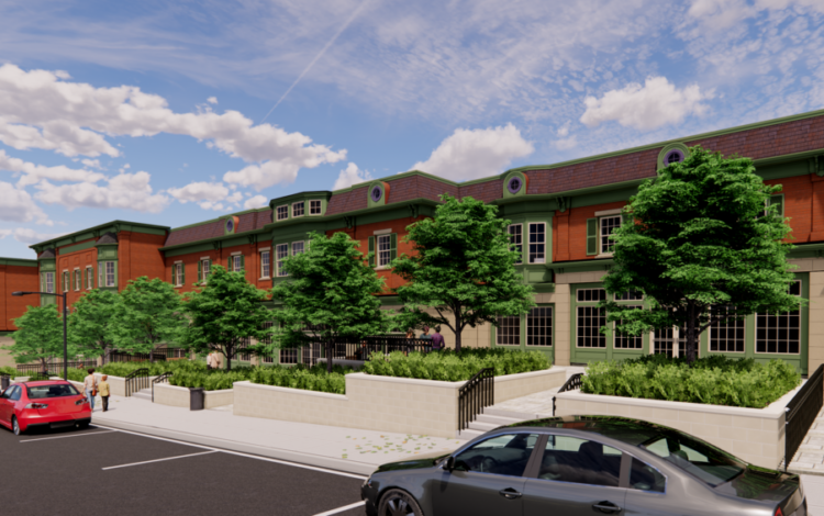 A rendering of the Main St. side of Harison Place.
