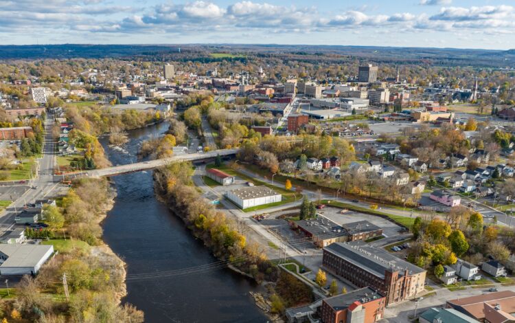 An aerial view of Watertown, New York, home to Citizen Advocates' 24/7 mental health clinic.