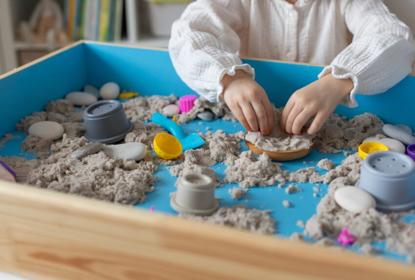 A child engages in play therapy.